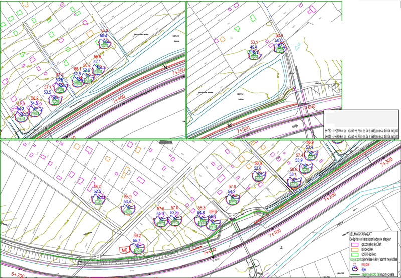 vizsgált pontok alaptérképre illesztve